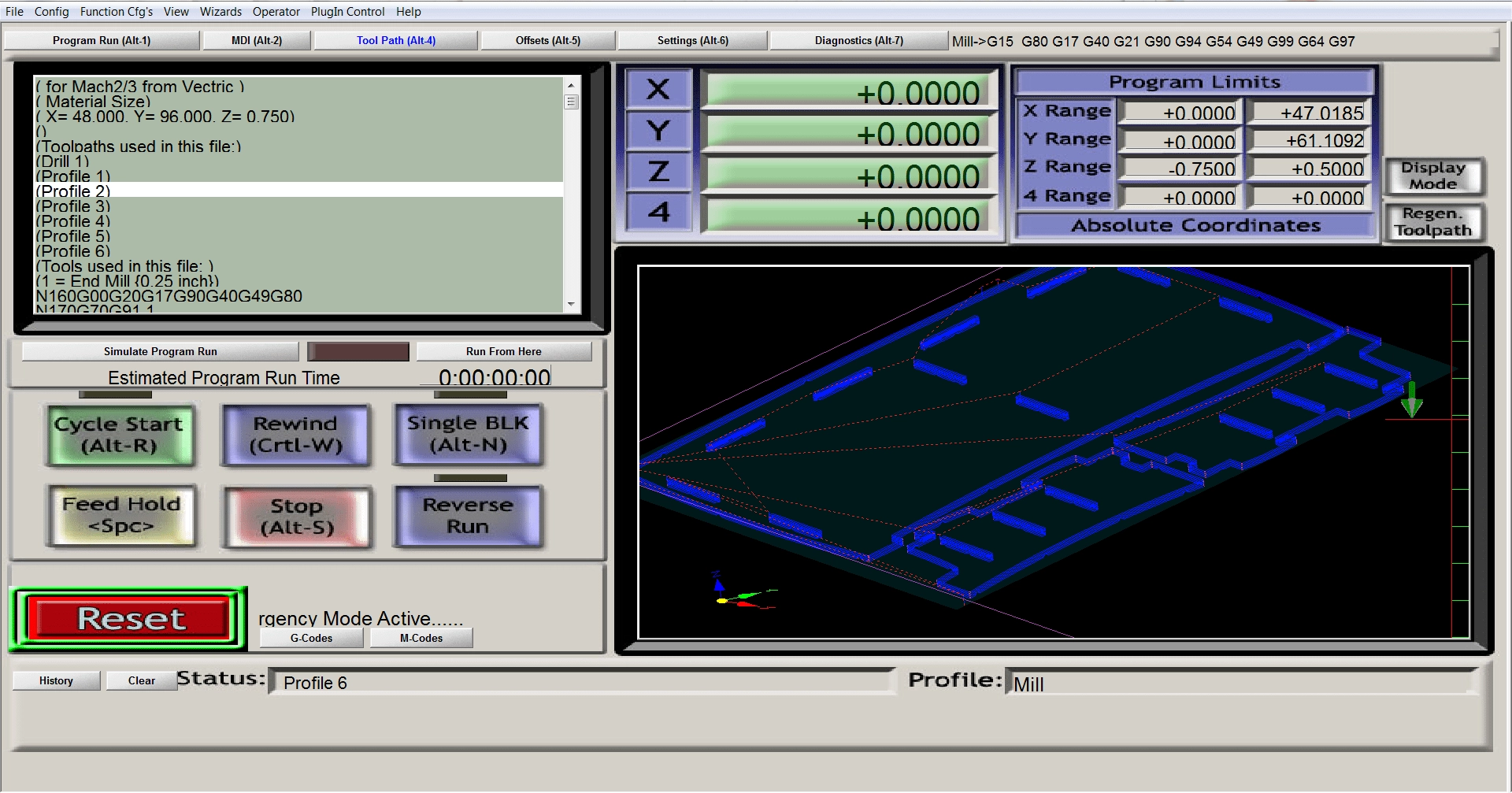Mach3 software interface