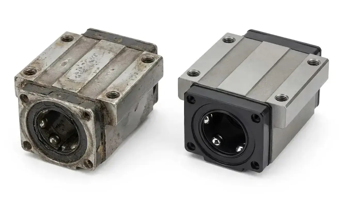 Comparison Between Worn and New Linear Guide Bearings