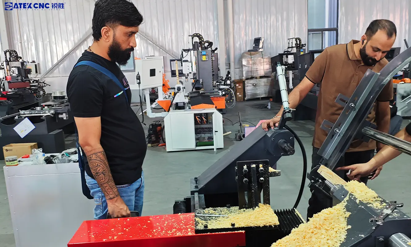 Indian client learning wood lathe machining