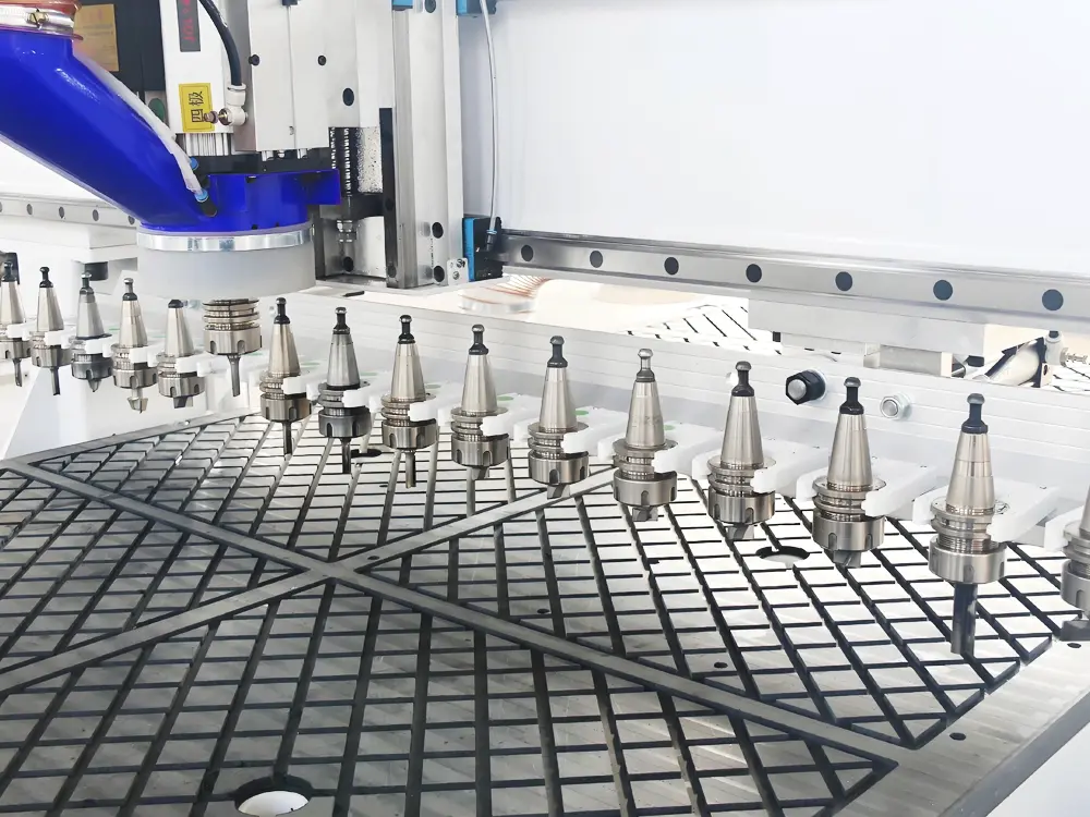 Linear tool change on a CNC router machine