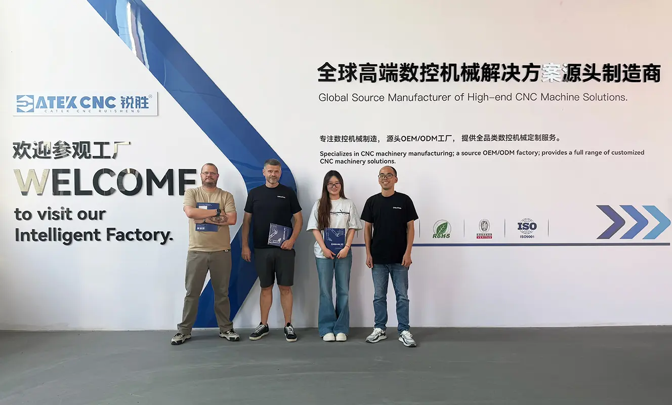 US customer visits CATEKCNC factory to inspect 5 axis CNC router machine