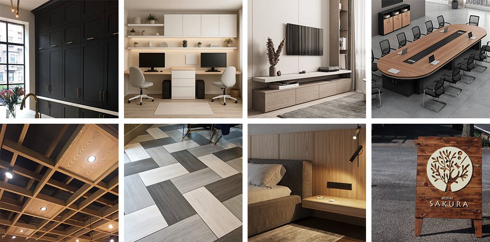 The ATC CNC Router with 4-Axis Saw, Oscillating Tool, and Vision System can process cabinets, tables, TV cabinets, ceilings, floors, bedside tables, advertising boards, and more.