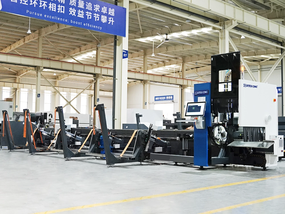 Front right view of high-speed fiber laser tube cutting machine with automatic loading & unloading