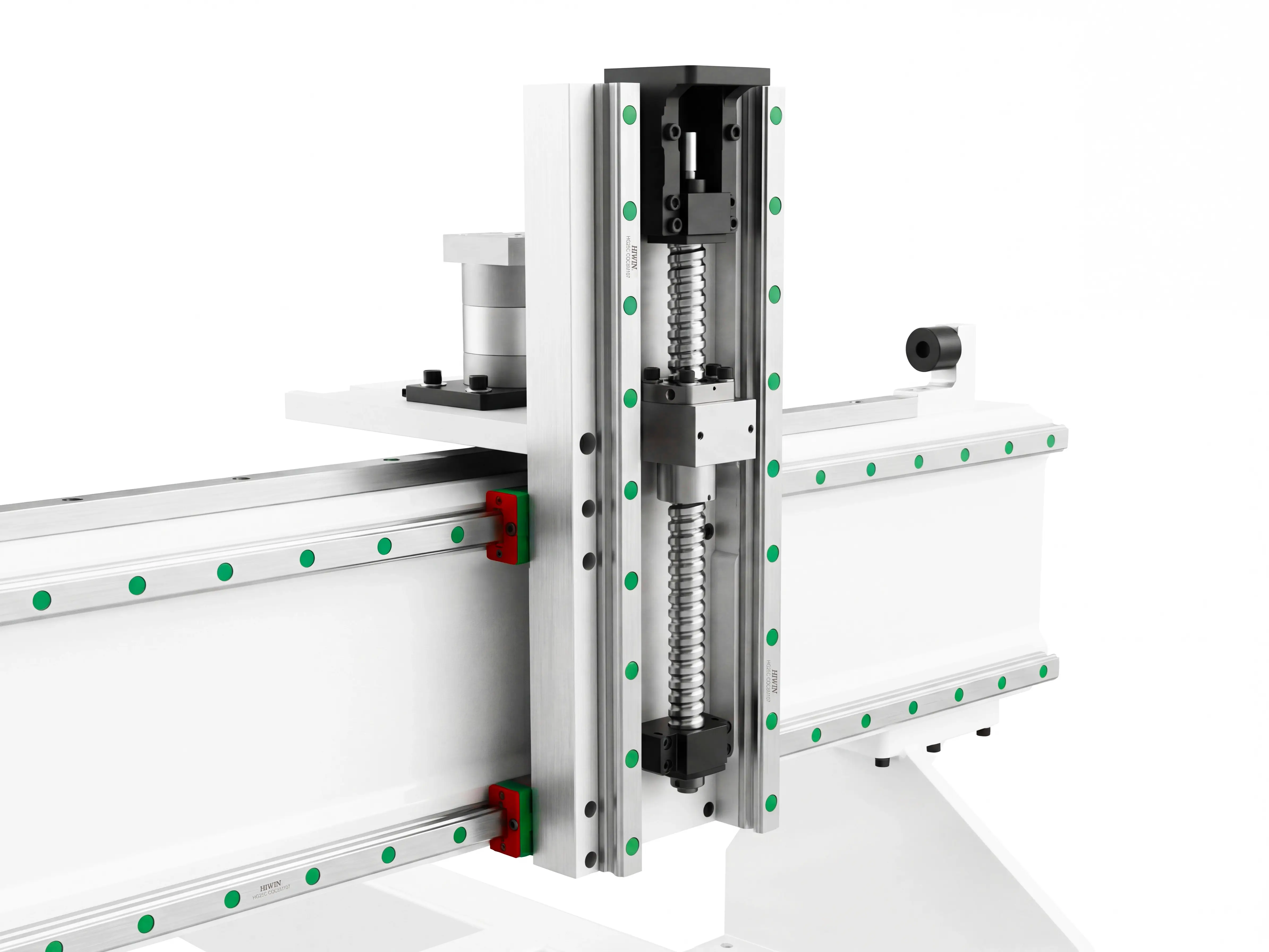 Anodized aluminum z-axis mounting plate of Spire 1325 CNC router with flood cooling