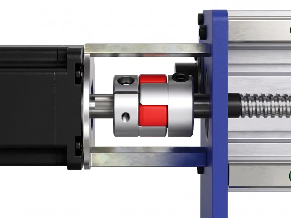 CNC Router Flexible Jaw Coupling Flexible jaw coupling component of a CNC router designed to improve motor transmission efficiency and reduce mechanical vibration