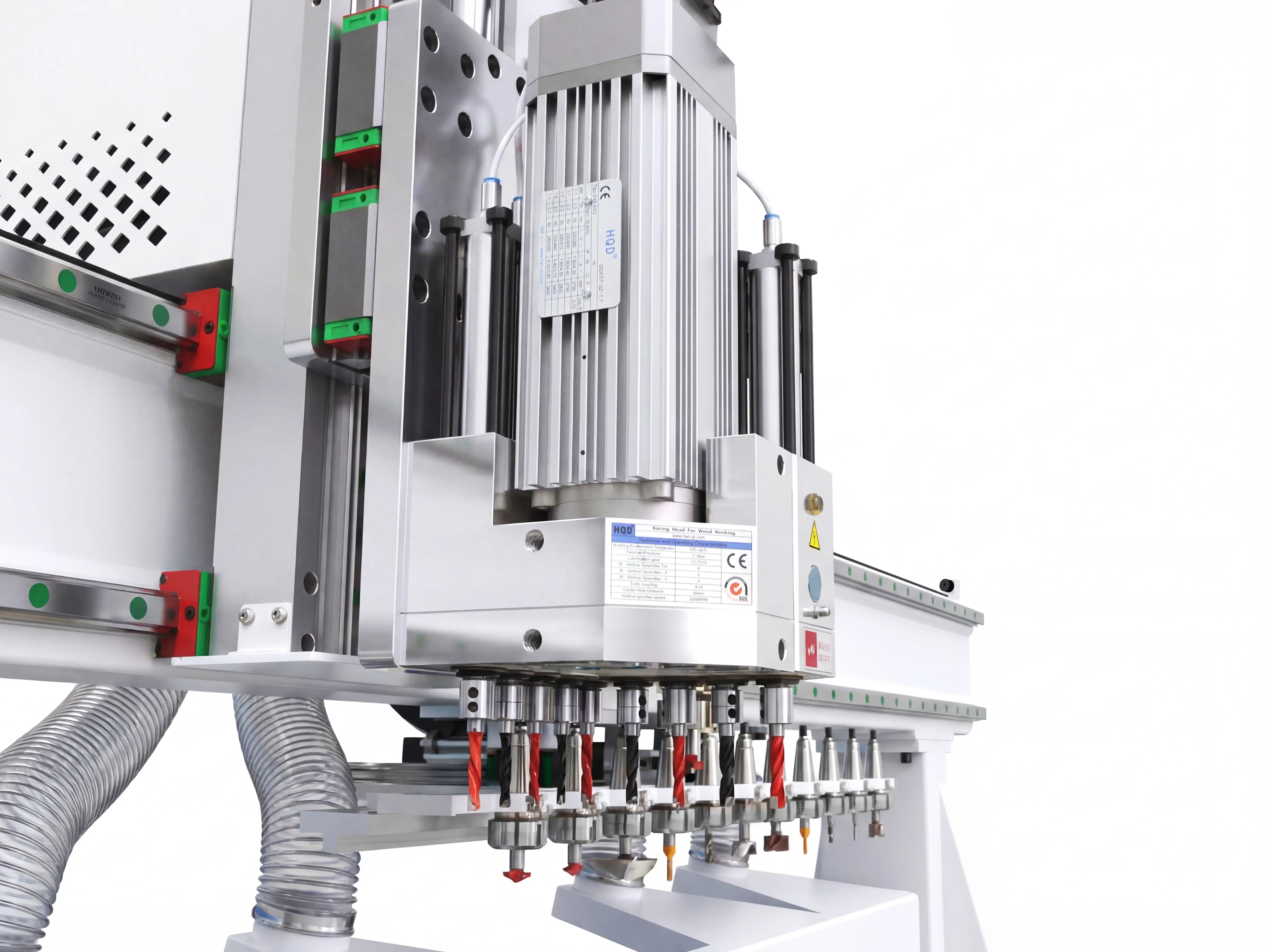 HQD 5+4 vertical drilling unit of Spire 2130 ATC CNC router