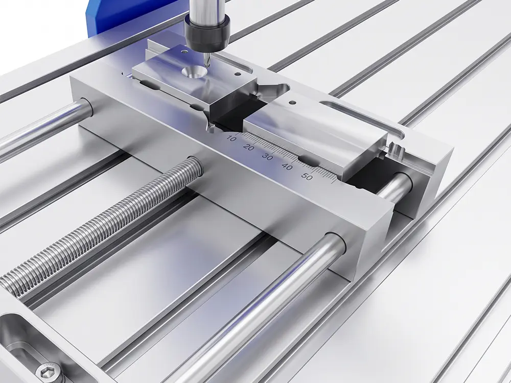 Precision Workholding Fixture for 3040 CNC Router Precision workholding fixture on the 3040 CNC Router for securely clamping workpieces during engraving, milling, and drilling operations, ensuring stable machining accuracy and consistent processing results.