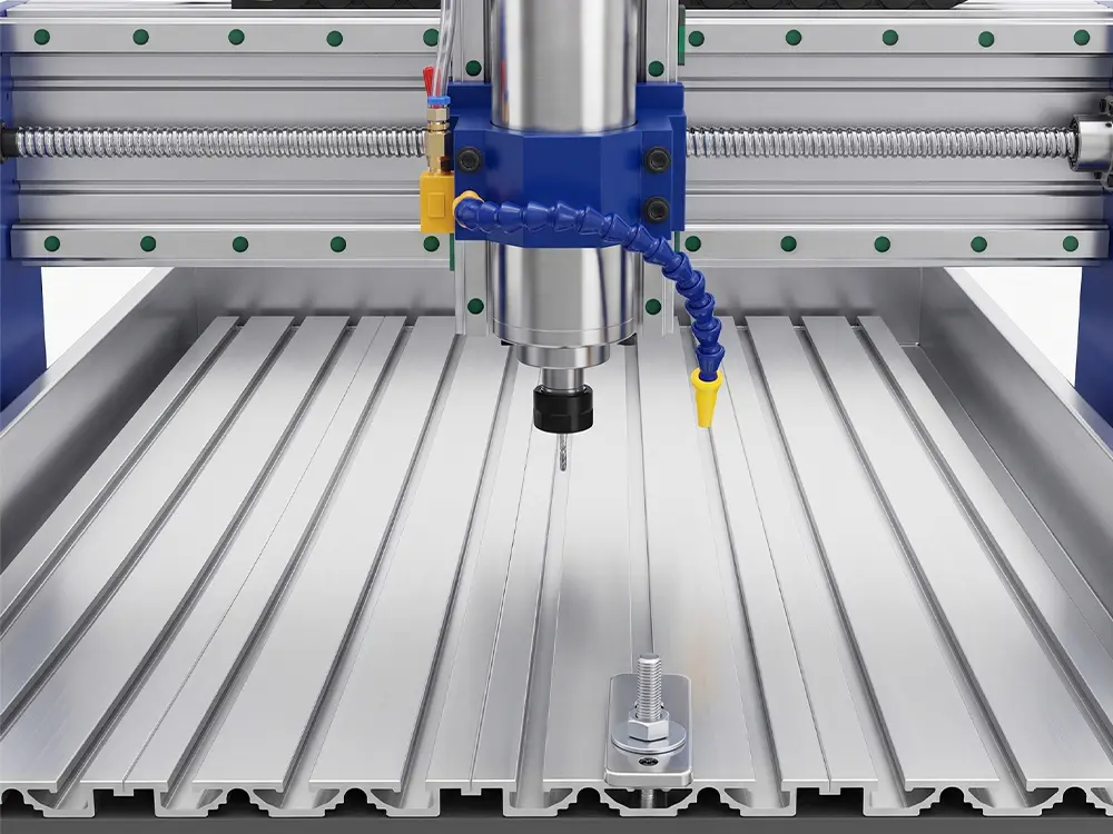 Water Tank T-Slot Worktable for 3040 CNC Router T-slot worktable with integrated water tank design for the 3040 CNC Router, providing secure workpiece clamping and efficient coolant circulation for wet machining applications.