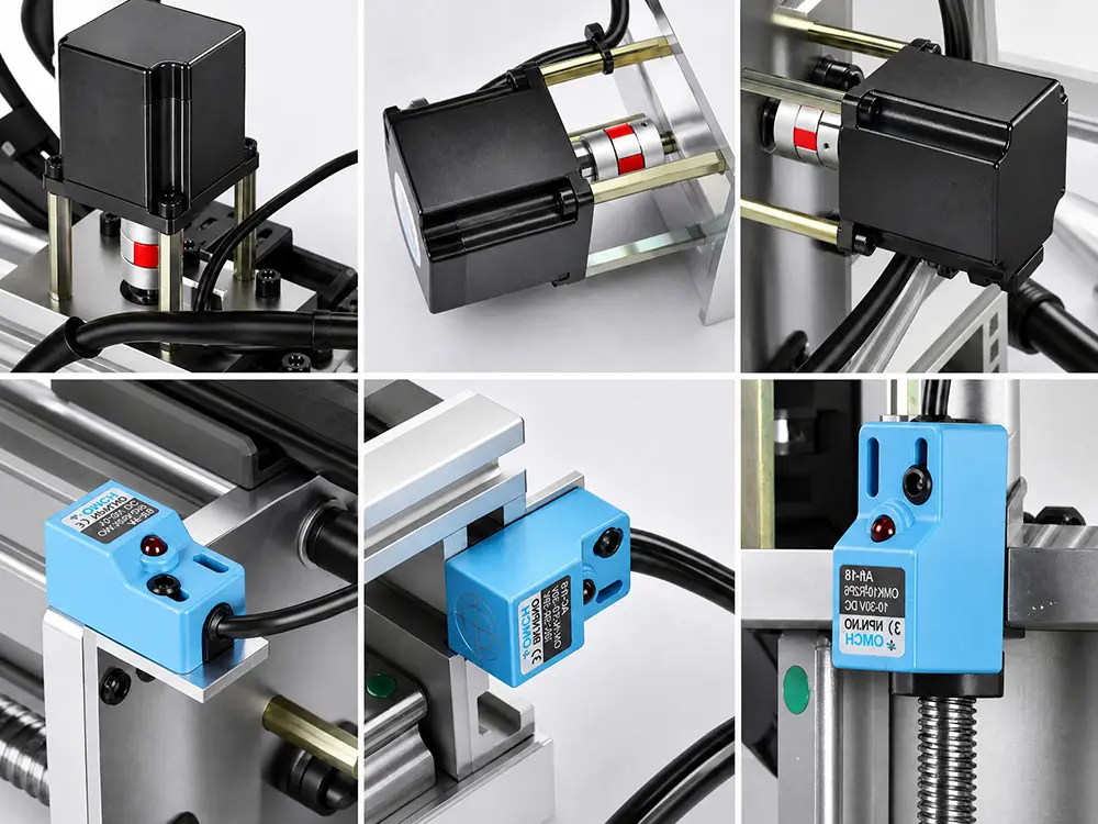 CNC Router Servo Drive System and Limit Protection Servo drive system with limit protection on the CNC Router, providing precise closed-loop motion control, stable axis positioning, and enhanced safety during engraving, milling, and continuous machining operations.