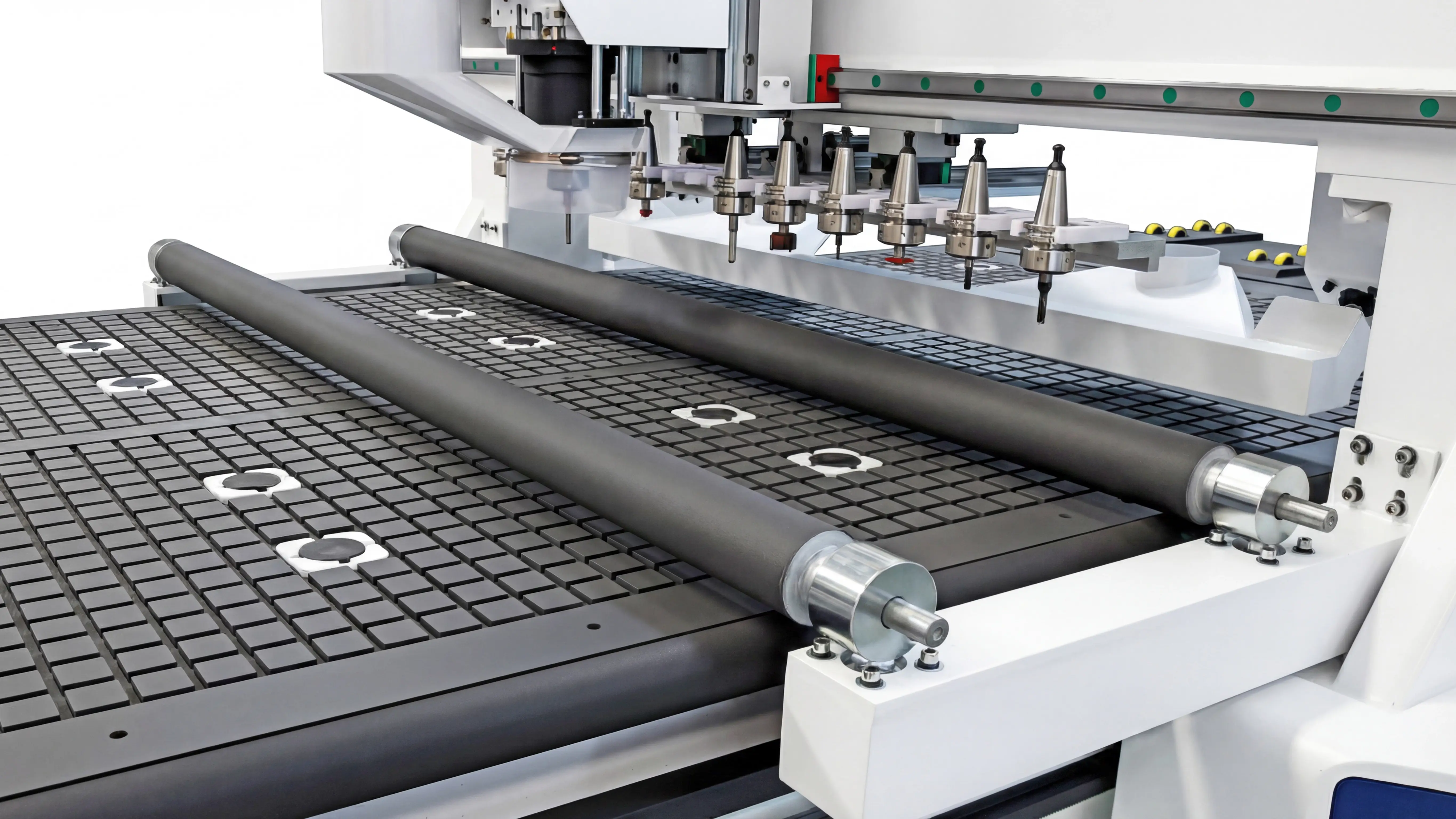 Double-Rod pneumatic press rollers for Spire 1325 linear ATC CNC wood router