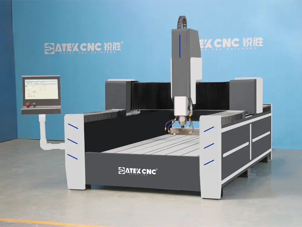 Front left view of CNC stone router machine