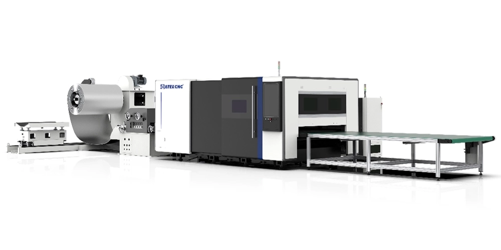 Right rear view of the the laser blanking line machine Right rear view of the the laser blanking line machine