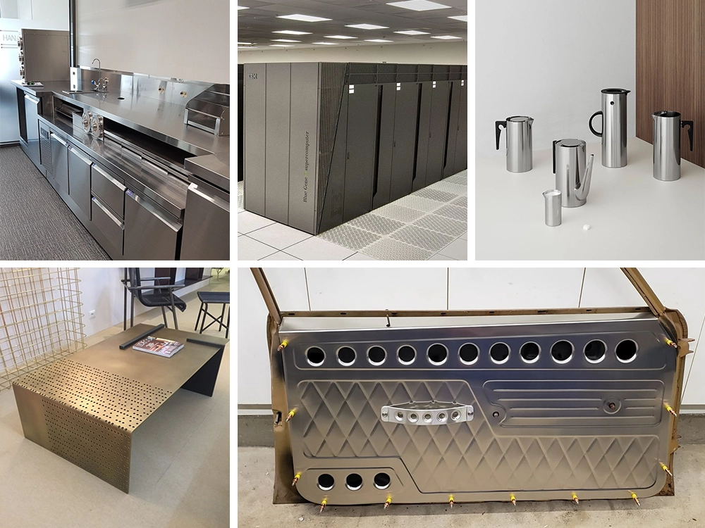 The laser blanking line can process a wide range of products, including kitchen and bathroom utensils, server cabinets, kettles, metal tables and chairs, door interior panel frames, and more The laser blanking line can process a wide range of products, including kitchen and bathroom utensils, server cabinets, kettles, metal tables and chairs, door interior panel frames, and more