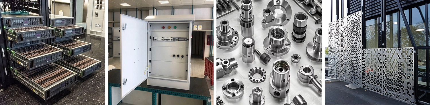 The all-in-one fiber laser cutting machine is widely applied in the hardware and metal fabrication industries, such as for manufacturing chassis, electrical enclosures, metal flanges, and decorative metal panels. The all-in-one fiber laser cutting machine is widely applied in the hardware and metal fabrication industries, such as for manufacturing chassis, electrical enclosures, metal flanges, and decorative metal panels.