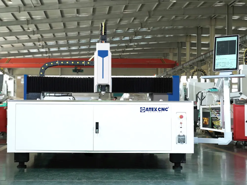 Front view of the 5x10ft fiber laser metal sheet cutting machine Front view of the 5x10ft fiber laser metal sheet cutting machine