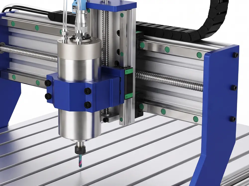 1500W Water-cooled Spindle Powerful 1500W spindle motor with water cooling system for a desktop CNC router