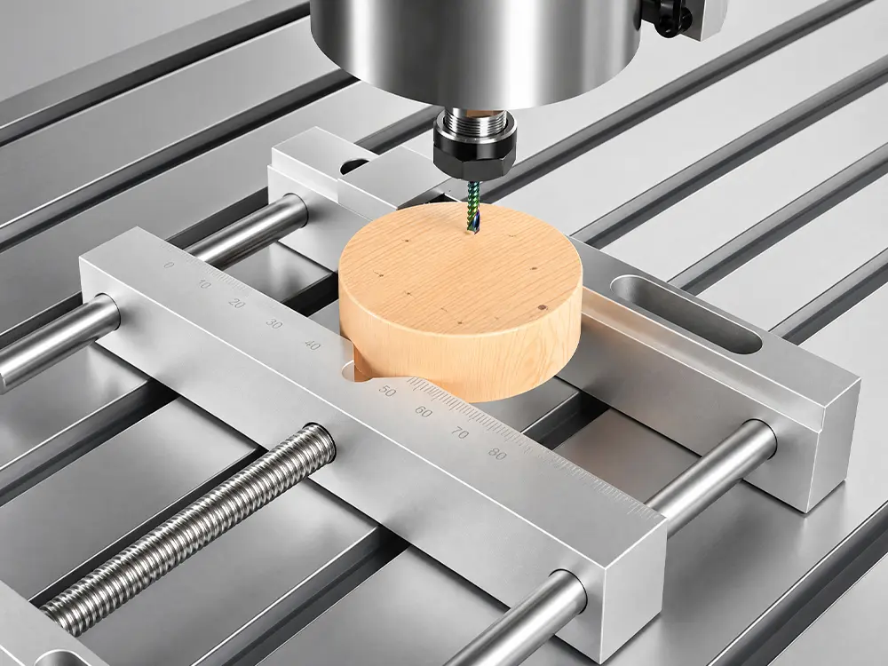 Precision Machine Vise Precision machine vise for a desktop CNC router, providing secure workpiece clamping and stable machining accuracy