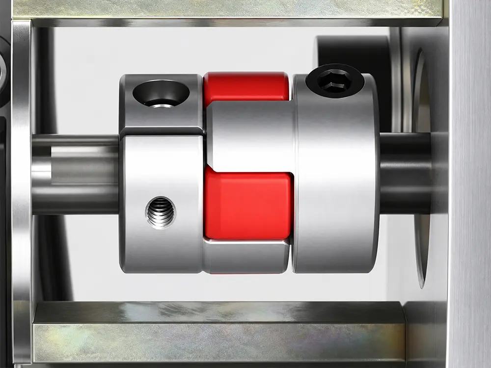 Flexible Jaw Coupling Flexible jaw coupling for a desktop CNC router, providing precise power transmission and stable axis movement