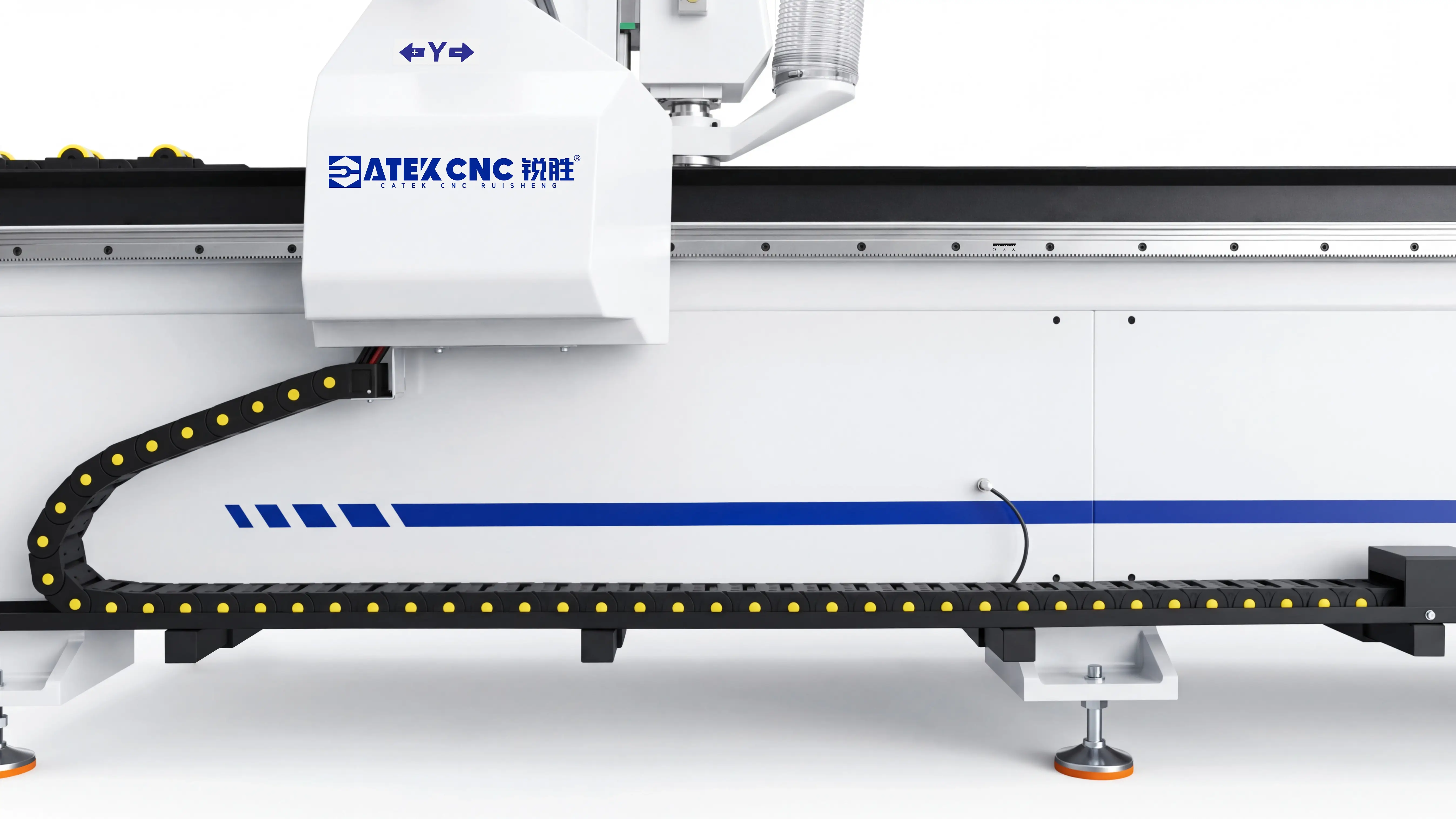 Fully enclosed high-strength cable carrier of Spire 1325 CNC router