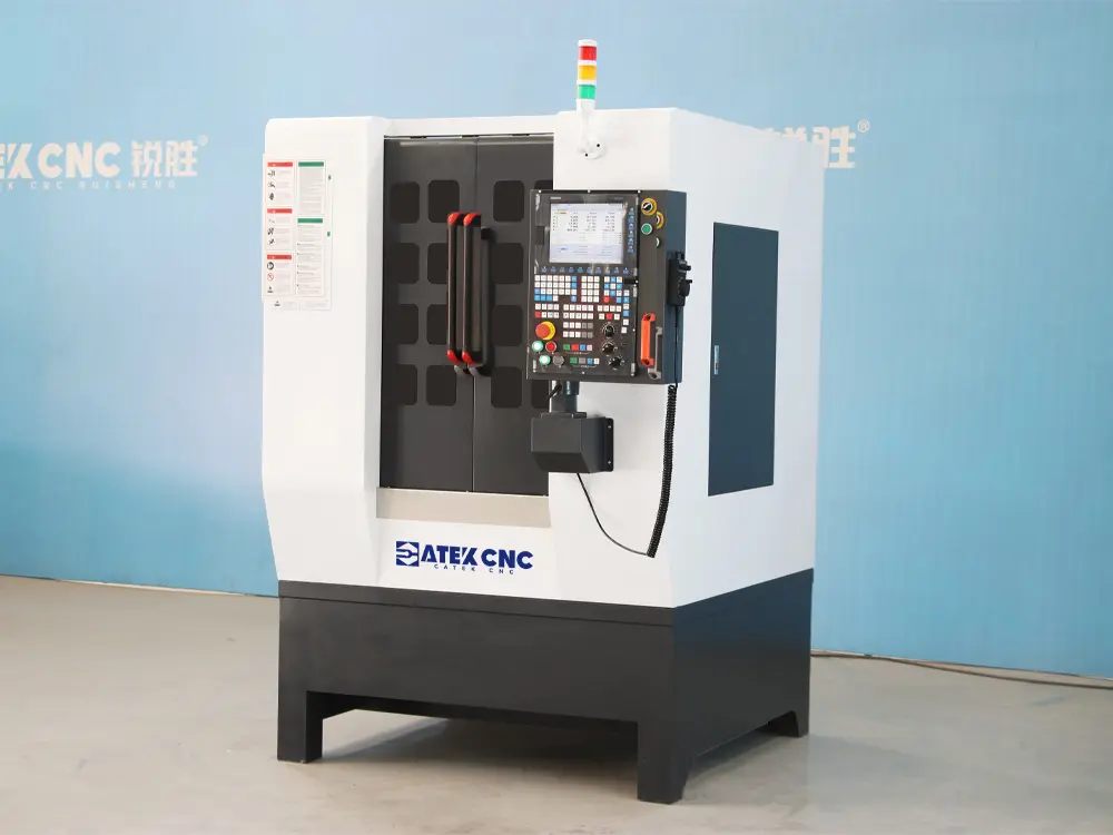 Enclosed atc CNC metal milling machine with 5-axis cradle-type rotary axis and touch probe