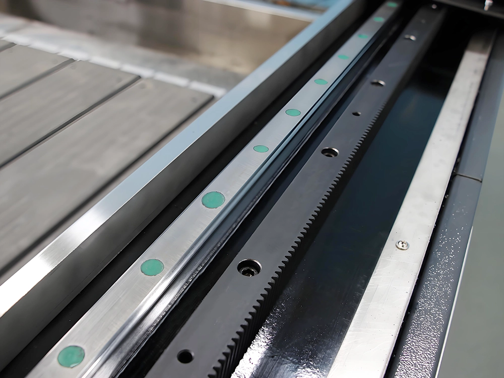 Hiwin high-precision guideways + high-precision helical racks for CNC stone router