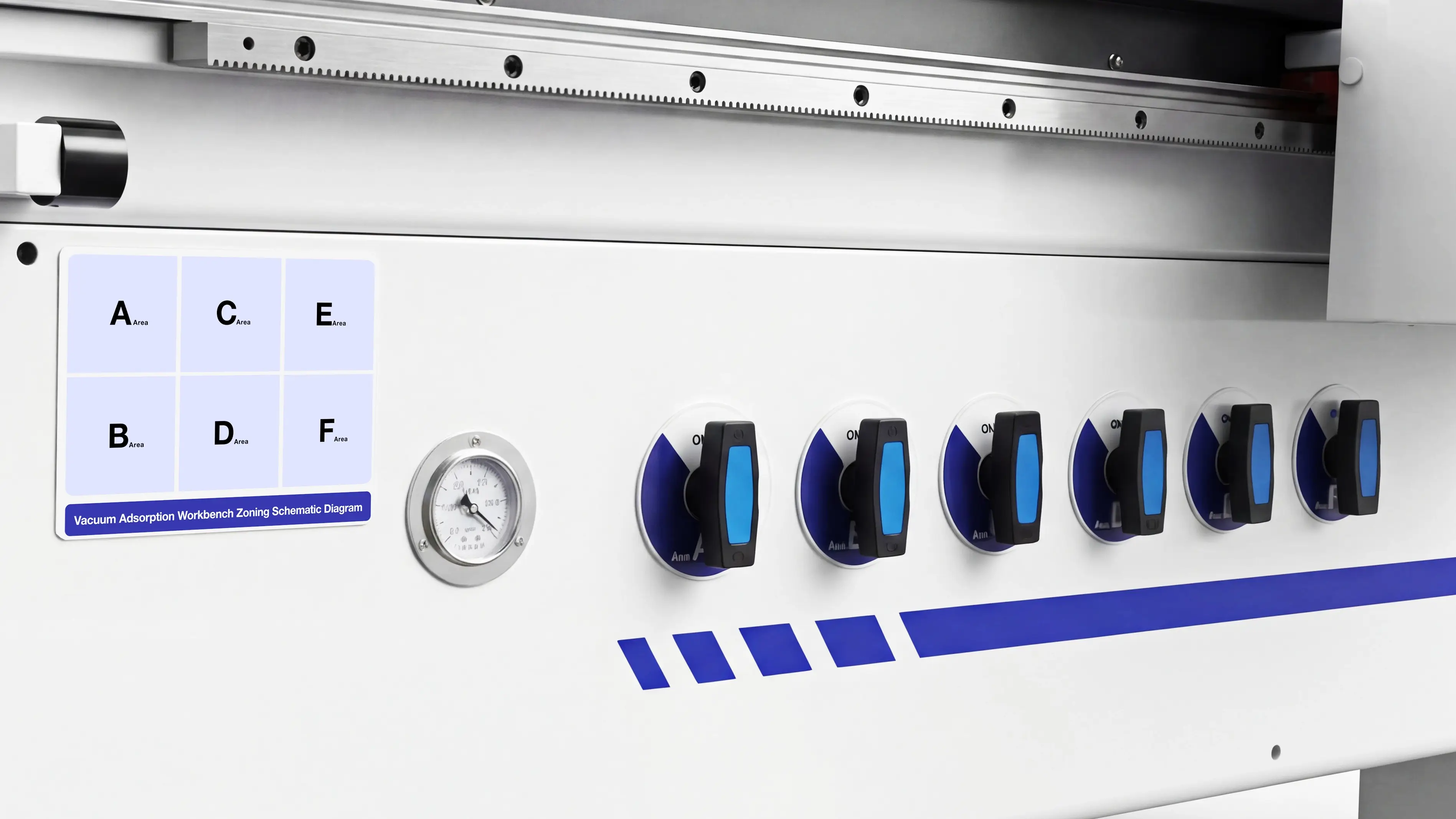 Vacuum zone control switches of Spire 1325 CNC wood router