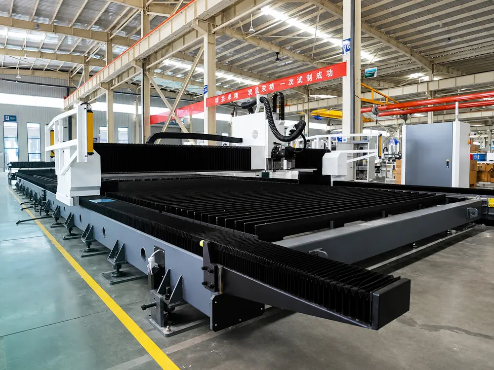 Modular machine bed Modular machine bed of the laser-flame(oxyfuel) hybrid cutting machine