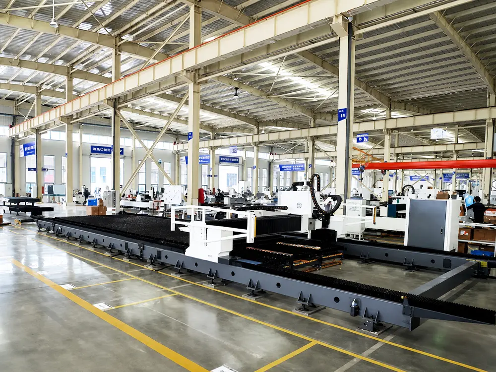 Modular machine bed Modular machine bed of the laser-flame(oxyfuel) hybrid cutting machine