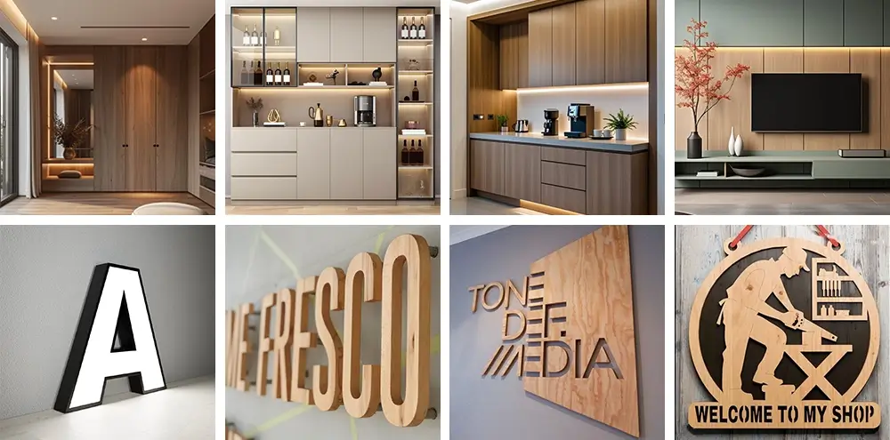 The CK-1325-RT CNC wood router can process wardrobes, cabinets, TV cabinets, advertising letters, sign, etc. The CK-1325-RT CNC wood router can process wardrobes, cabinets, TV cabinets, advertising letters, sign, etc.