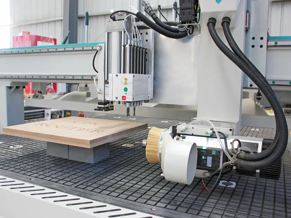 Tilt the spindle to a horizontal position and drill holes on the side of the wood board