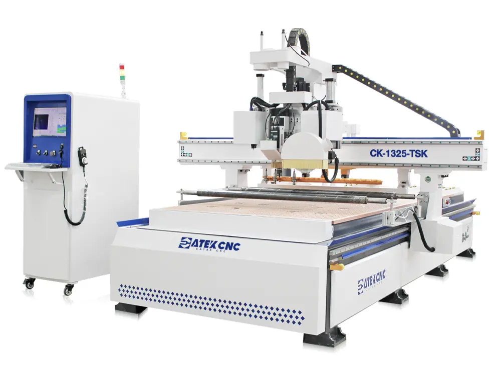 4x8ft ATC Linear CNC Router with 4-Axis Saw Blade, Oscillating Tool, and Vision System