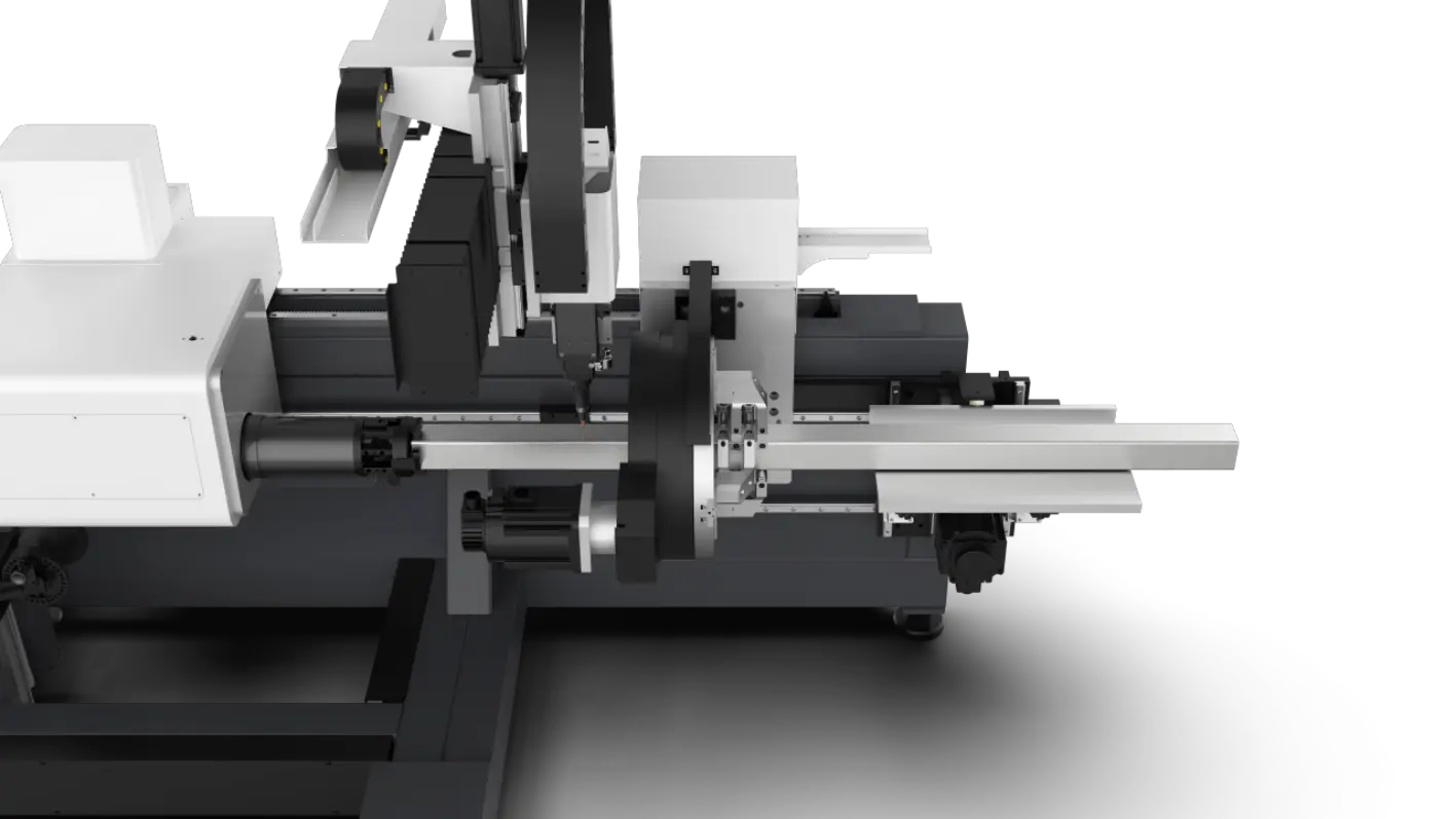 Fiber laser tube cutting machine front and rear chuck clamping