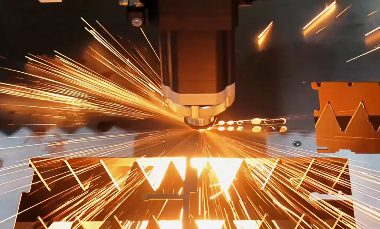 Fiber laser cutting machine for sheet metal processing Fiber laser cutting machine for sheet metal processing, producing precise metal parts with clean edges, accurate holes, and custom contours.