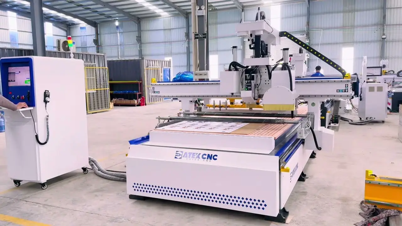 4x8ft ATC Linear CNC Router with 4-Axis Saw Blade, Oscillating Tool, and Vision System