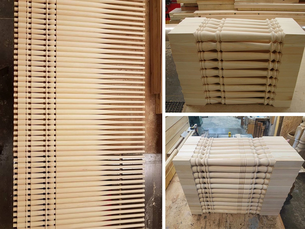 2-station 1516 wood lathe batch processed of stair columns