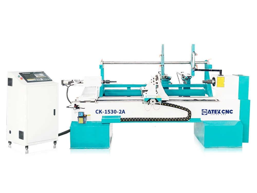 Double-knife automatic feeding woodworking lathe