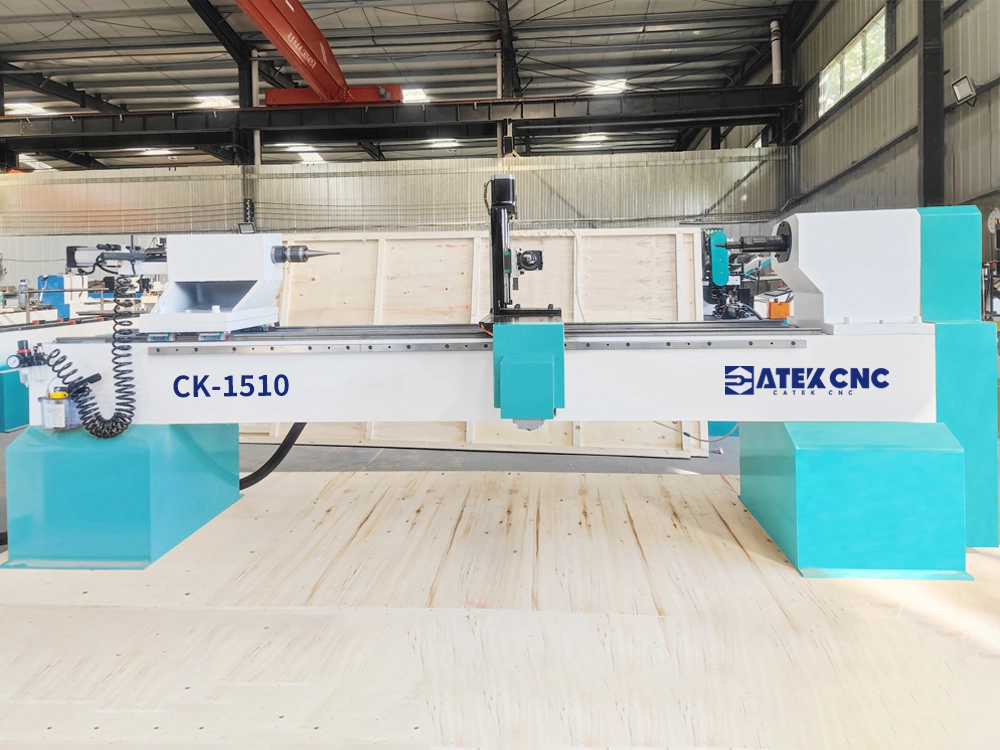 Front view of pool cue CNC wood milling machine