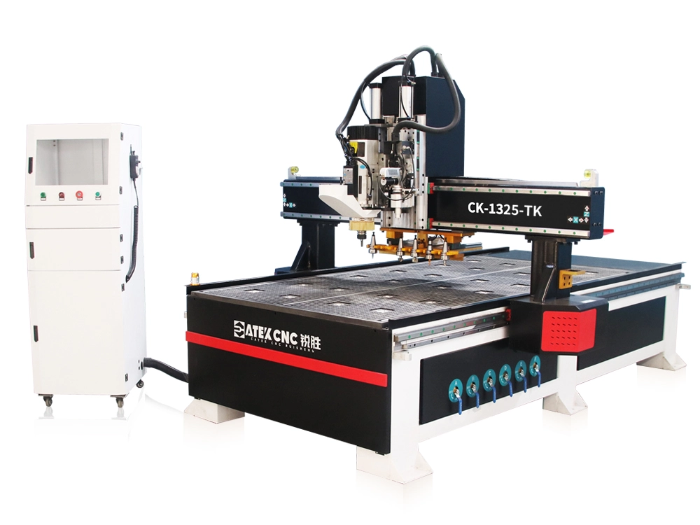 CNC router with linear automatic tool changer, oscillating Tool, CCD camera