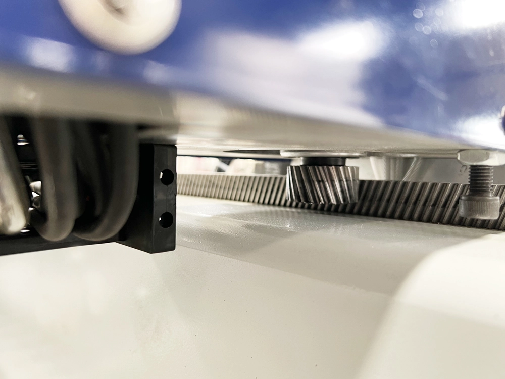 Helical racks and gears of 4x8ft CNC router with oscillating knife