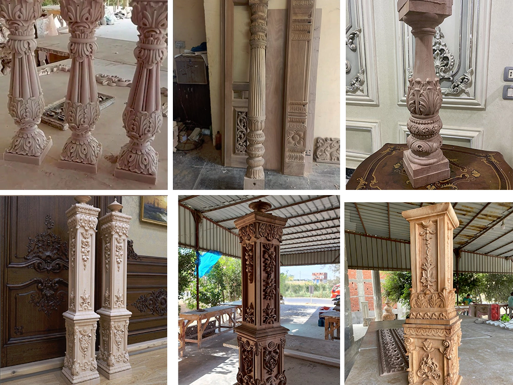 Example of machining a wooden pillars using the CNC router with a rotary fourth axis