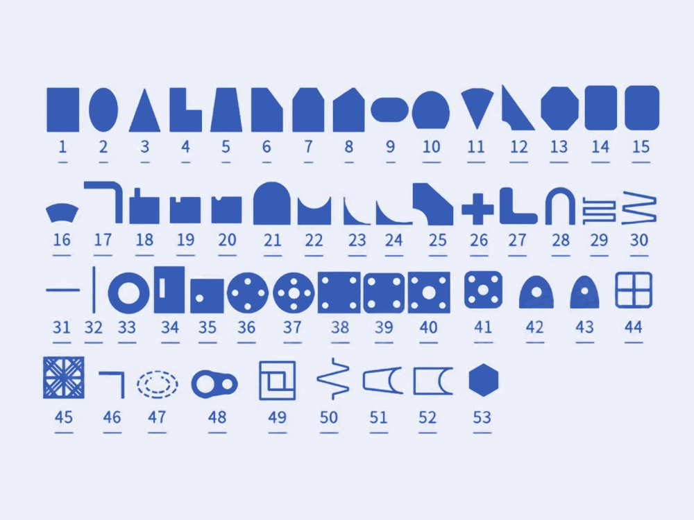 Drawings of basic shapes built into the system