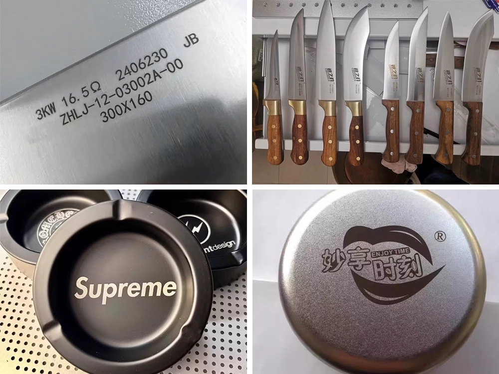 Examples of using a split handheld fiber laser marker to mark various small metal or opaque plastic products