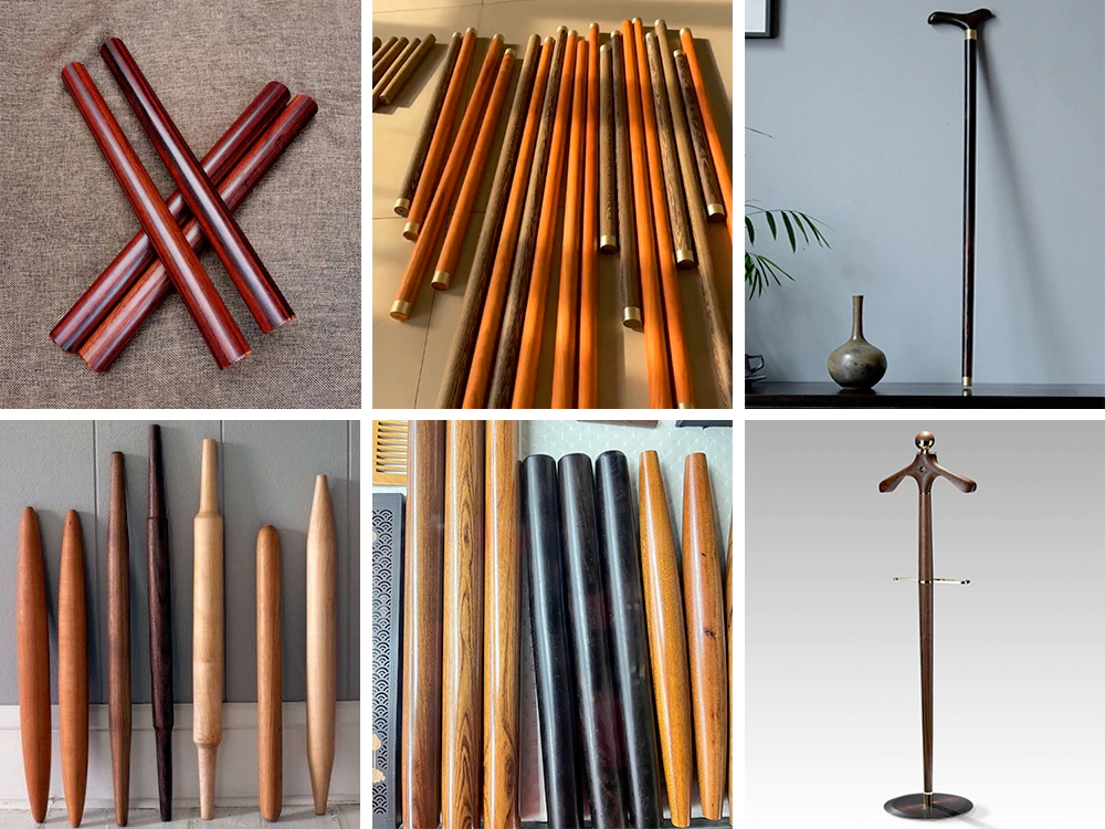 The 3-station pool cue lathe can process various wooden pens, rolling pins, canes and other slender rod products