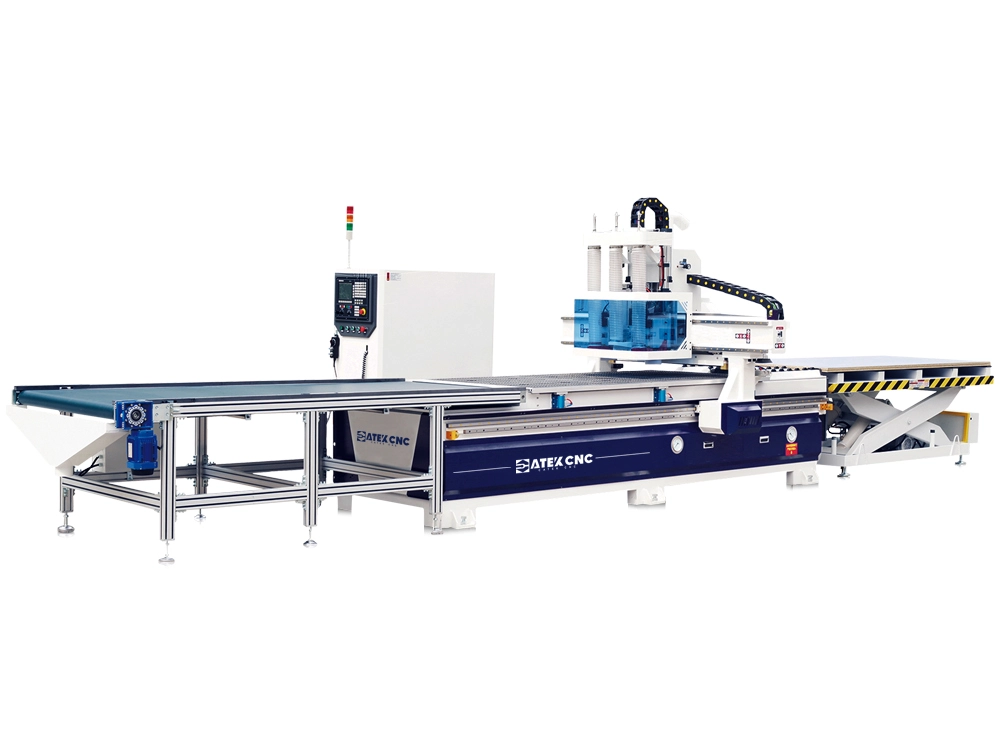 4*8 CNC router with four switching function and automatic loading & unloading platform