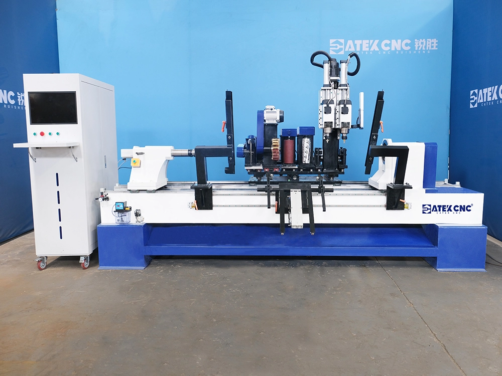 Front view of 8-in-1 multifunctional CNC wood lathe
