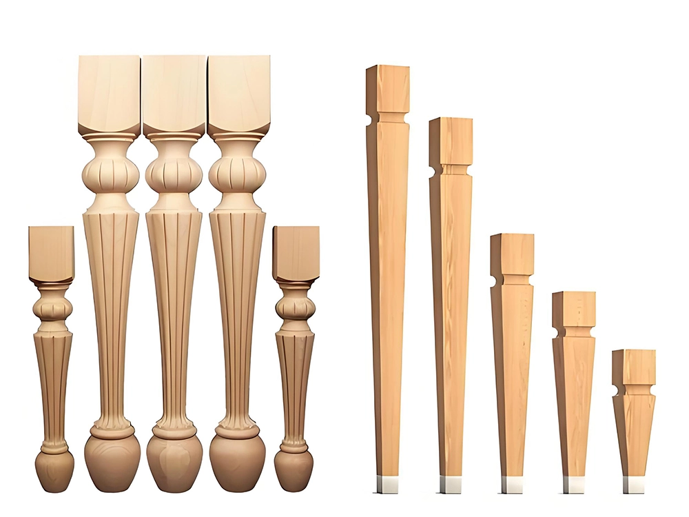 3-in-1 CNC wood lathe processing samples with beveled surfaces and pull grooves