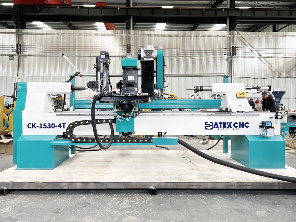 Front view of 4-in-1 multifunctional CNC wood lathe