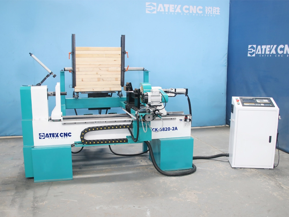 2-tools mini CNC wood lathe with loading and unloading