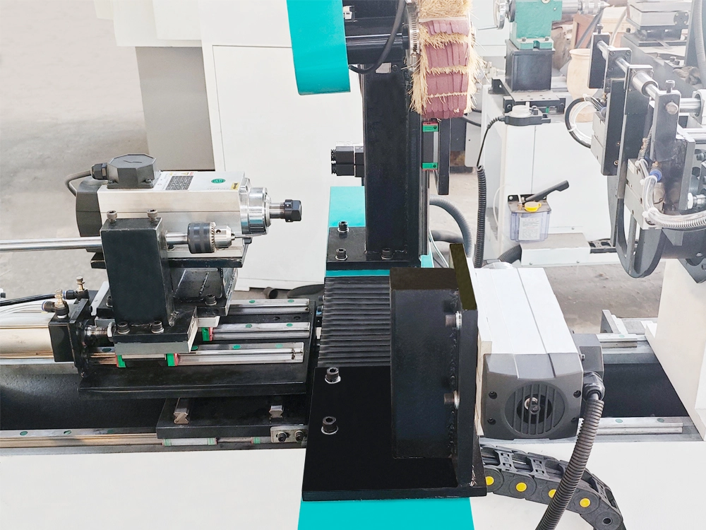 Mini CNC wood lathe with two multifunctional-spindle