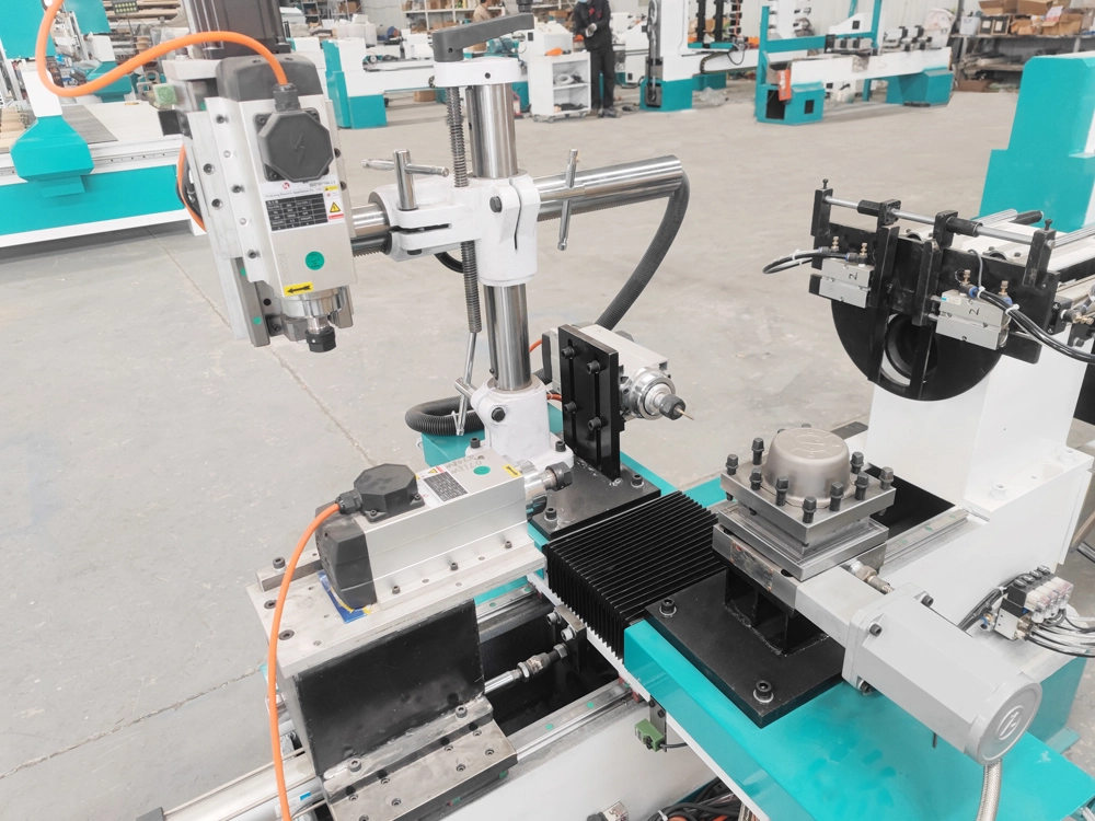 Mini CNC wood lathe with three multifunctional-spindle